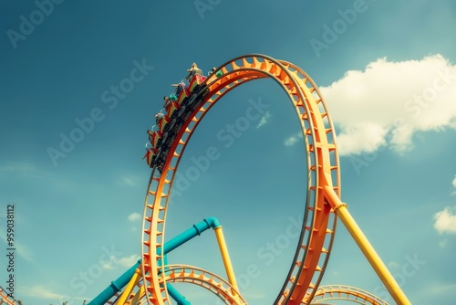 A rollercoster ride with loopings and sharp curves.