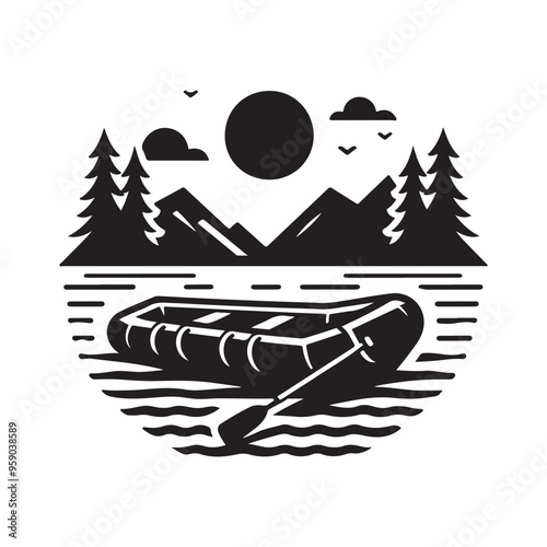 Raft Silhouette Vector Illustrations – Perfect for Outdoor Adventure Designs