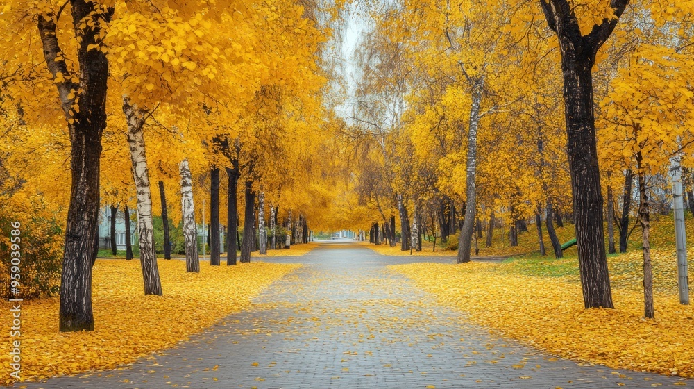 Naklejka premium Golden Autumn Path