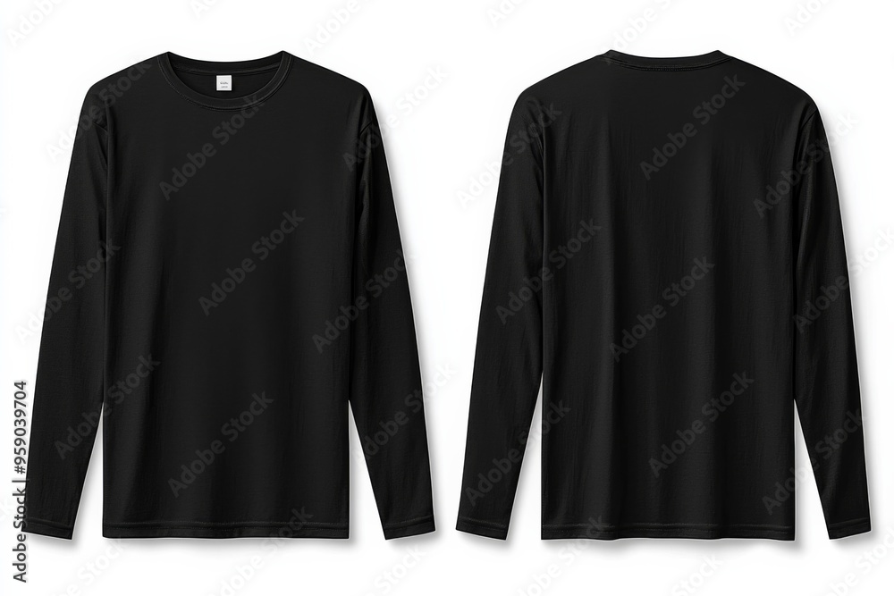Black long sleeve tshirt mockup isolated created with Generative AI Black long sleeve tshirt mockup isolated created with Generative AI