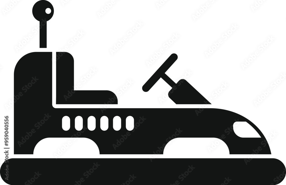 Black silhouette of a bumper car, bringing joy and laughter to people of all ages Black silhouette of a bumper car, bringing joy and laughter to people of all ages