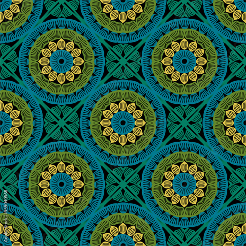 Pattern with crochet granny square wallpaper handmade decorative art design print 