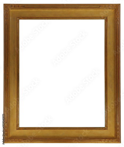 Wide wooden picture frame in PNG format on a transparent background.