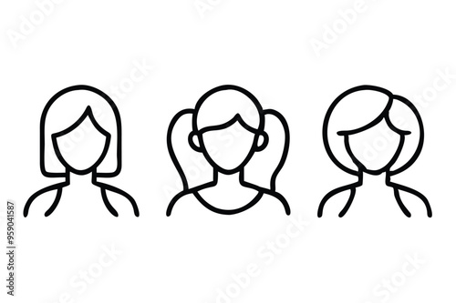 This is a collection of line art illustrations of women in vector format for easy scaling and editing.