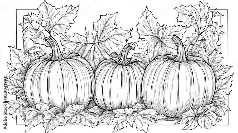 Line Art Illustration of Pumpkins Hand Drawn Outline Arrangement Coloring Page featuring Pumpkins with a Thanksgiving Theme Frame and Set Line Art Illustration of Pumpkins Hand Drawn Outline Arrangement Coloring Page featuring Pumpkins with a Thanksgiving Theme Frame and Set