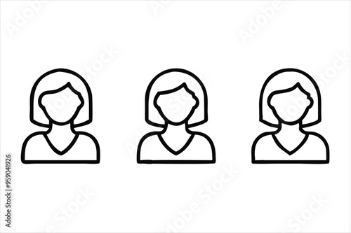 This is a collection of line art illustrations of women in vector format for easy scaling and editing.