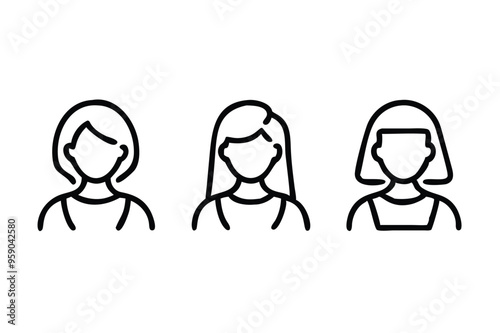This is a collection of line art illustrations of women in vector format for easy scaling and editing.