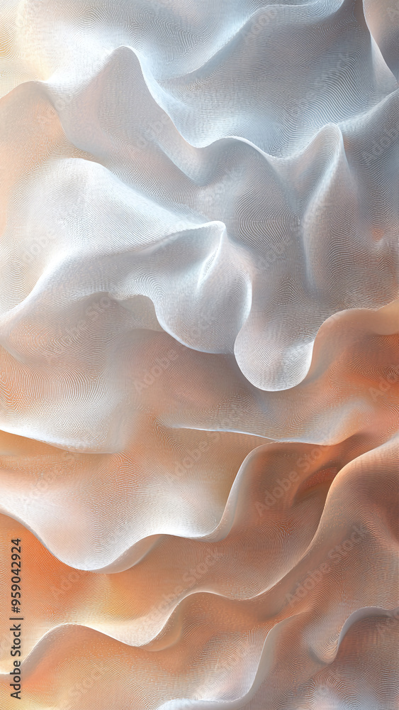 Surreal Dune Waves: An Abstract Gradient Background for Unique Wallpaper Designs Featuring White and Orange Textures