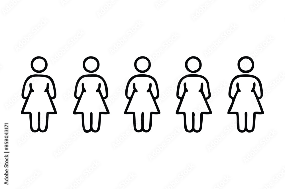 This is a collection of line art illustrations of women in vector format for easy scaling and editing. This is a collection of line art illustrations of women in vector format for easy scaling and editing.