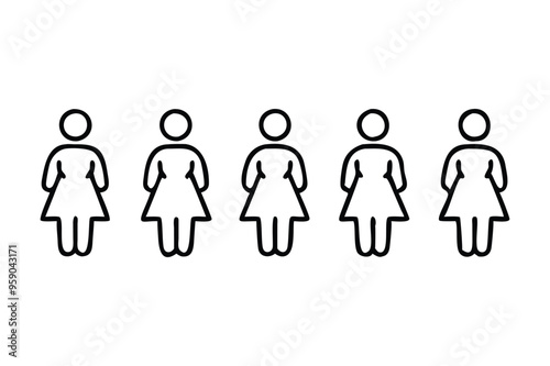 This is a collection of line art illustrations of women in vector format for easy scaling and editing.