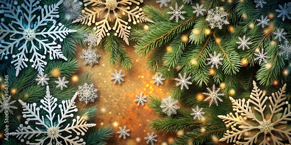 Beautiful white snowflakes on a blue and orange ombre background with copy space. Perfect for winter, holiday, or seasonal designs. Beautiful white snowflakes on a blue and orange ombre background with copy space. Perfect for winter, holiday, or seasonal designs.