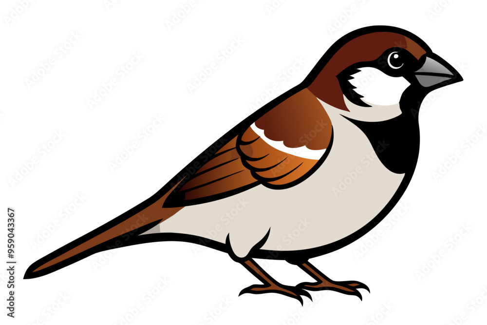 Obraz premium Detailed Sparrow on White Background 