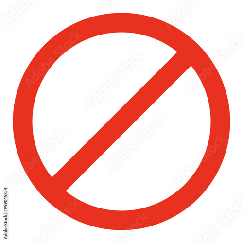 Forbidden circle sign, ban or danger icon. Prohibition red symbol. Red circle with cross line. Restriction, caution, stop. Vector isolated illustration