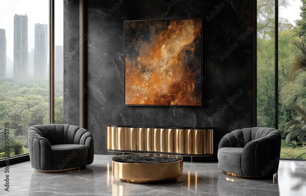 Modern Interior Design with Golden Accents Modern Interior Design with Golden Accents