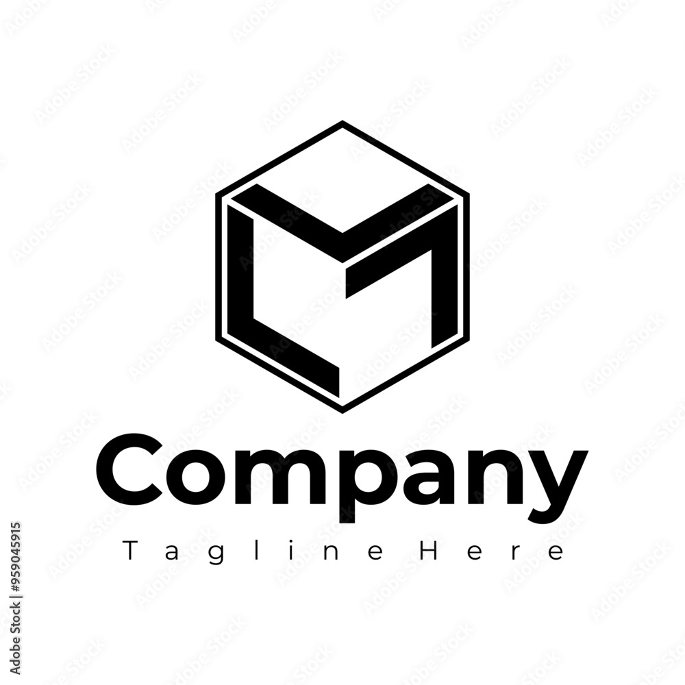 monogram business logo design square and hexagon display logo monogram business logo design square and hexagon display logo