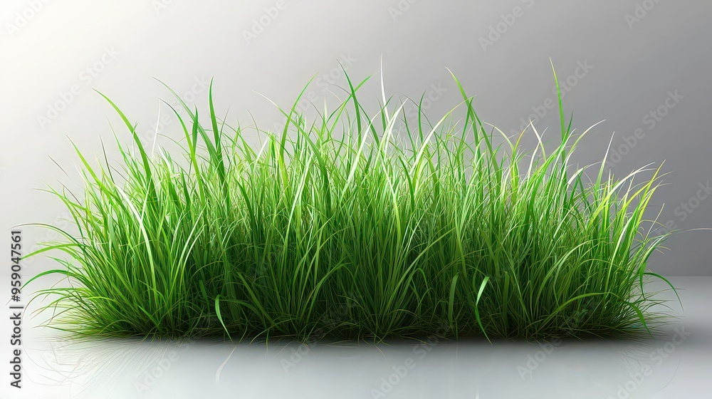 bunch of lush green grass blades standing upright against a soft gray background, symbolizing growth, simplicity, and nature. bunch of lush green grass blades standing upright against a soft gray background, symbolizing growth, simplicity, and nature.