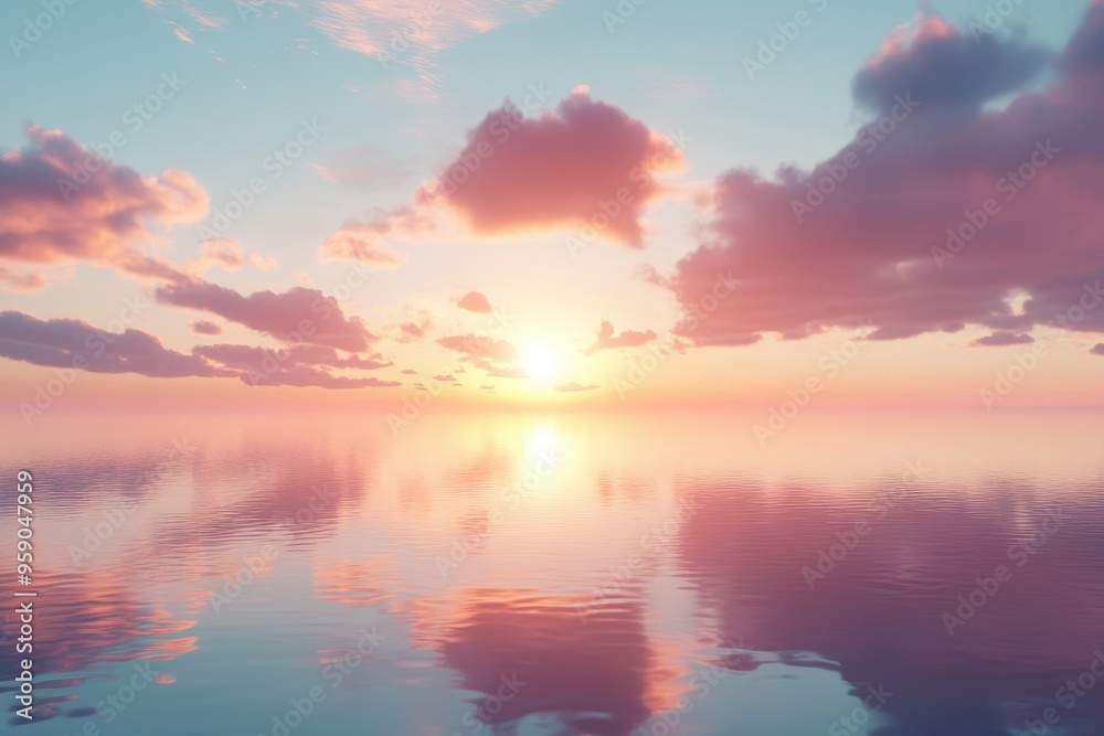 Pink Sunset Reflected in Calm Water Pink Sunset Reflected in Calm Water