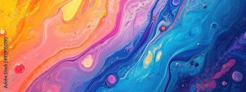 Wallpaper Mural Fluid Art in a 3D cartoon style Abstract colorful background with paint mixing Modern art Torontodigital.ca