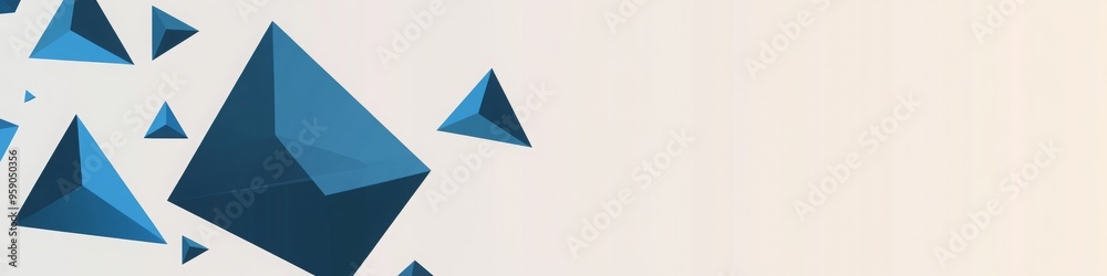 Fototapeta premium Blue Triangles Abstract Background, LinkedIn cover, copy space, AI Generated