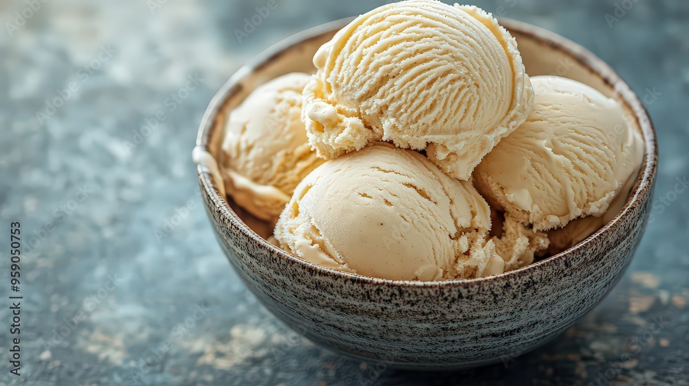 bowl filled with scoops of creamy vanilla ice cream, offering a simple yet delicious treat perfect for dessert or a refreshing snack. bowl filled with scoops of creamy vanilla ice cream, offering a simple yet delicious treat perfect for dessert or a refreshing snack.