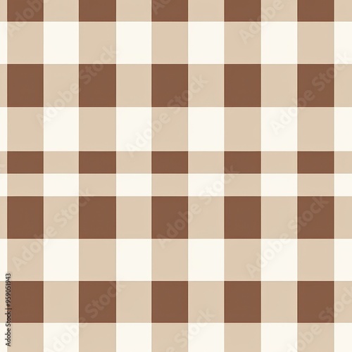 The gingham pattern on a Brown and white background