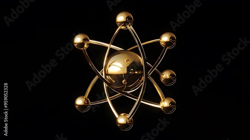 Gold Atom: An artistic depiction of a single gold atom, with golden electrons orbiting a central nucleus, against a black background.

