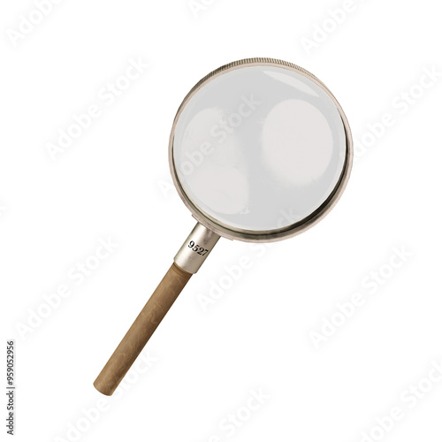 Magnifying glass without background 3D rendering