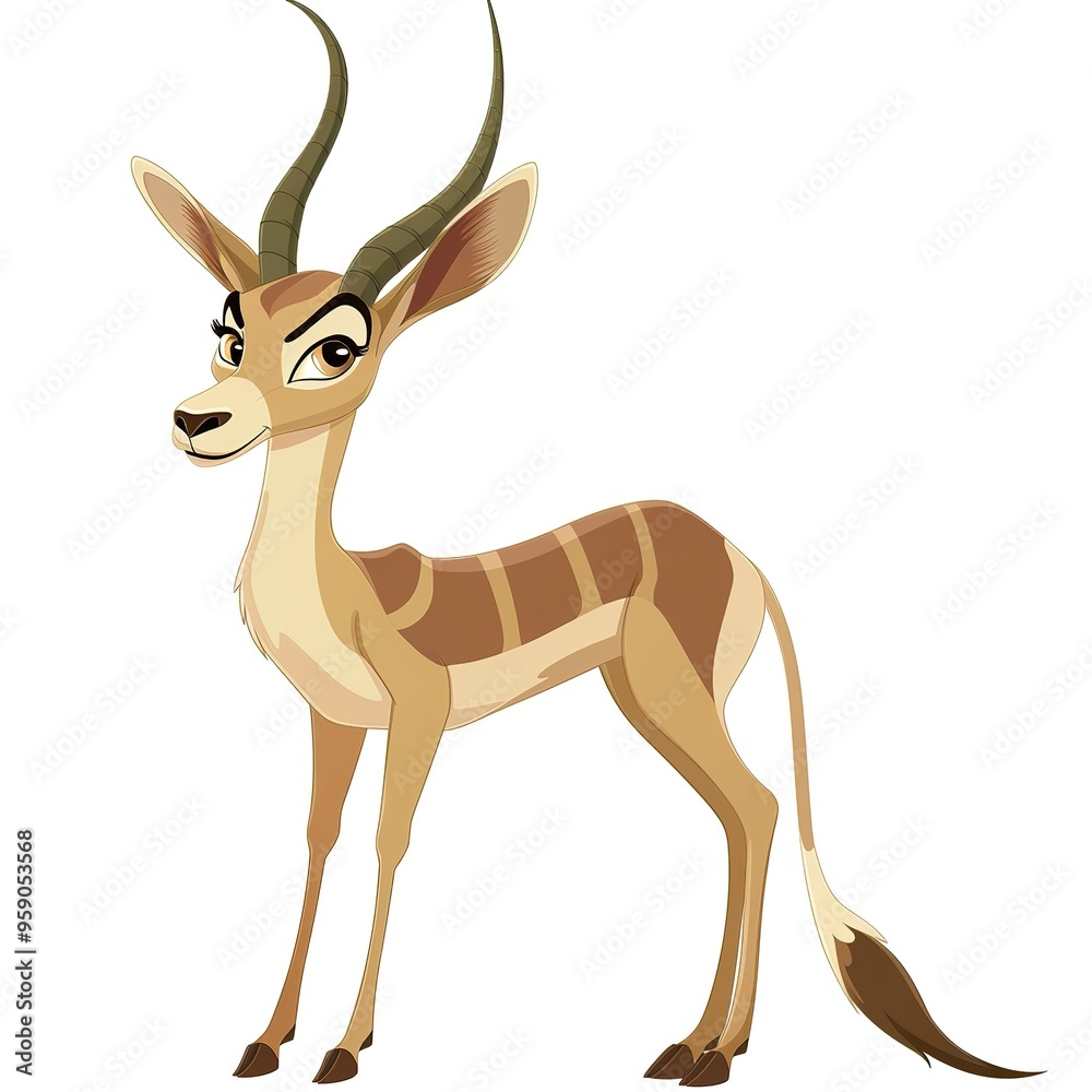 Gazelle Aether animal cartoon isolated whitebackground 16:9 Gazelle Aether animal cartoon isolated whitebackground 16:9
