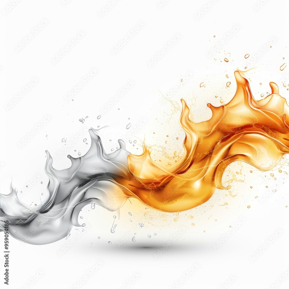 Flames and shockwave, impact element, detailed vector illustration, fiery orange and yellow, isolated on white background Flames and shockwave, impact element, detailed vector illustration, fiery orange and yellow, isolated on white background