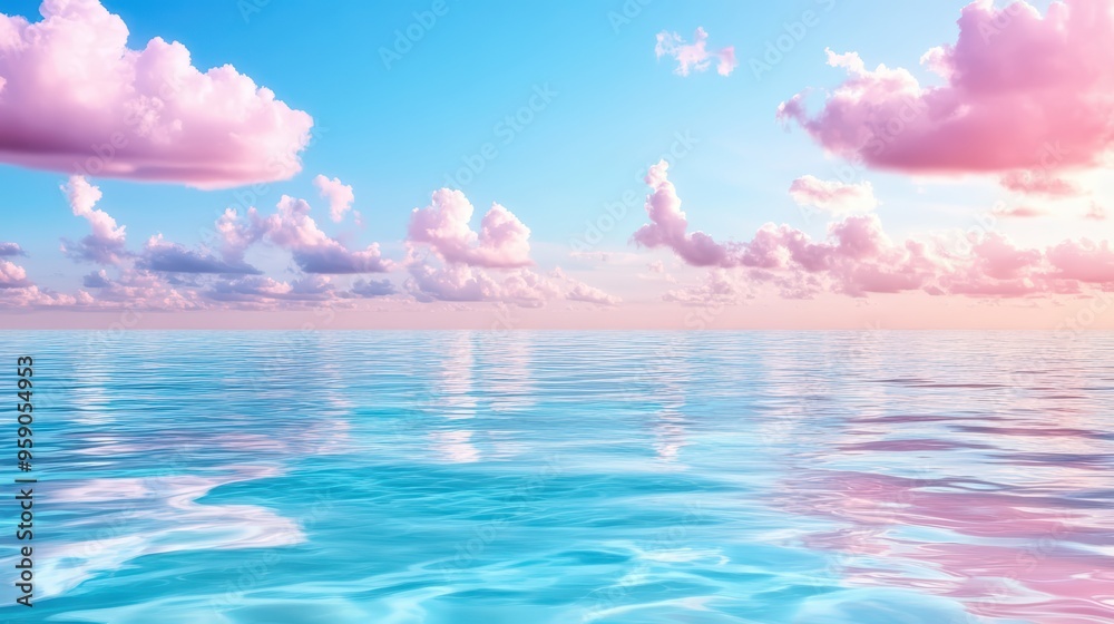 A serene ocean view featuring tranquil waters and pastel clouds, perfect for relaxation and peaceful imagery. A serene ocean view featuring tranquil waters and pastel clouds, perfect for relaxation and peaceful imagery.