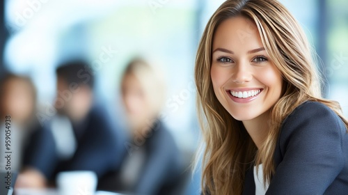 Wallpaper Mural Businesswoman smiles at office meeting Torontodigital.ca