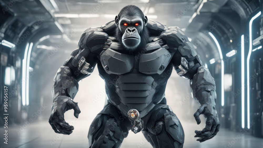 mecha robotic ape illustration mecha robotic ape illustration