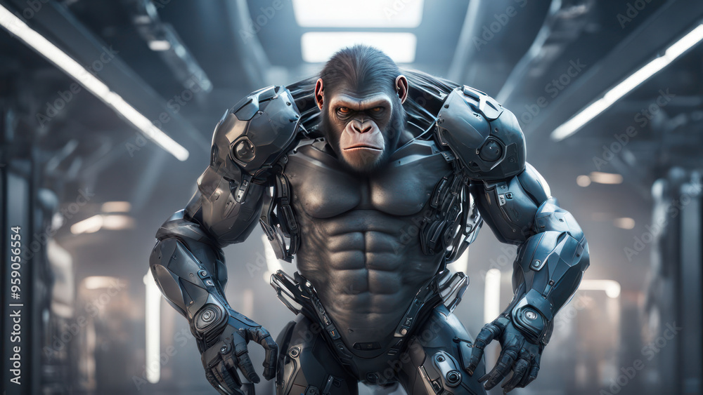 mecha robotic ape illustration mecha robotic ape illustration