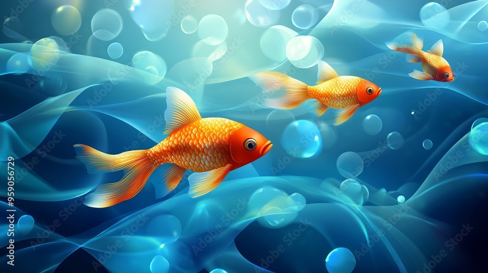 Naklejka premium A vector background featuring fish.