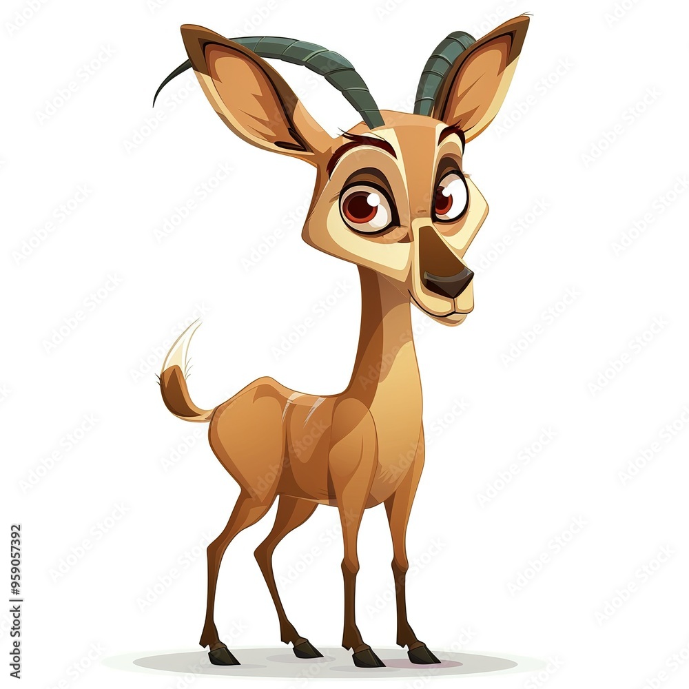 Fototapeta premium Gazelle Embarrassment emotion fantasy animal cartoon isolated whitebackground