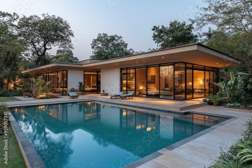 Wallpaper Mural Modern House with Swimming Pool Torontodigital.ca