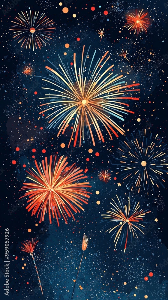 Brilliant fireworks light up the night sky with sparkling star bursts, creating an enchanting and festive atmosphere, perfect for marking joyous occasions. Brilliant fireworks light up the night sky with sparkling star bursts, creating an enchanting and festive atmosphere, perfect for marking joyous occasions.