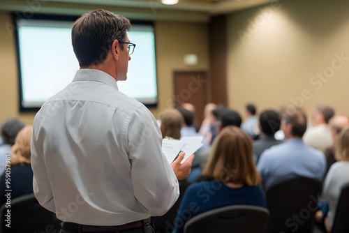 Businessman Delivering Presentation to Audience