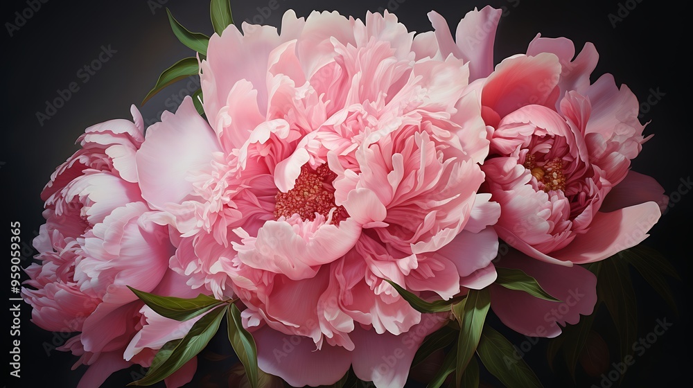 A pink peony with soft delicate petals A pink peony with soft delicate petals