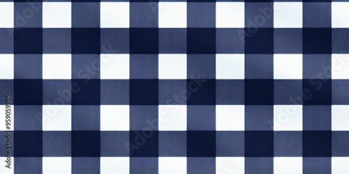 The gingham pattern on a Navy Blue and white background 