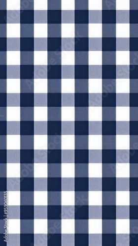 The gingham pattern on a Navy Blue and white background 