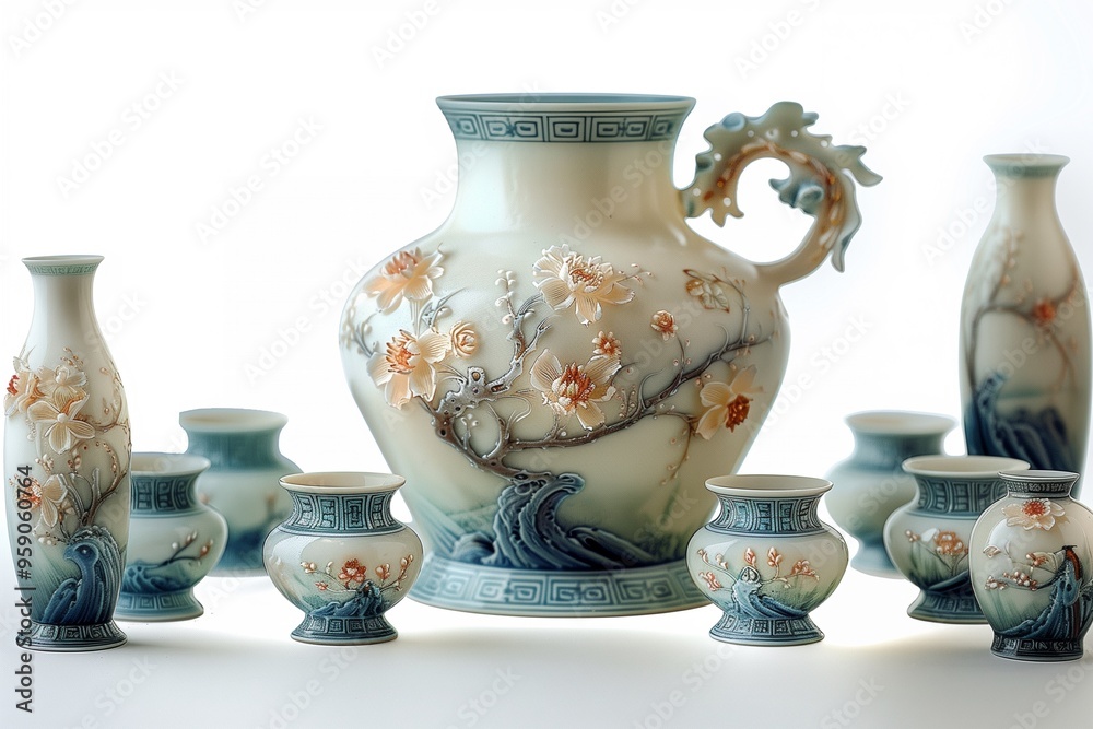 chinaware on white background