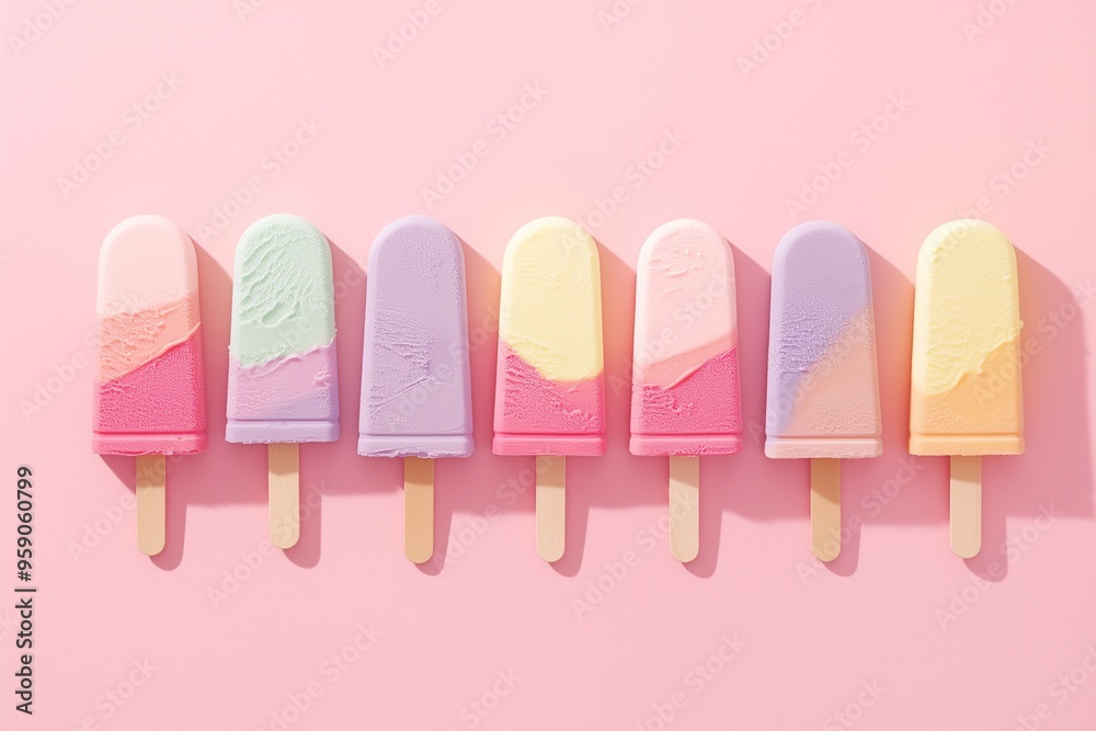 summer vacation background concept. Flat lay of ice cream summer vacation background concept. Flat lay of ice cream