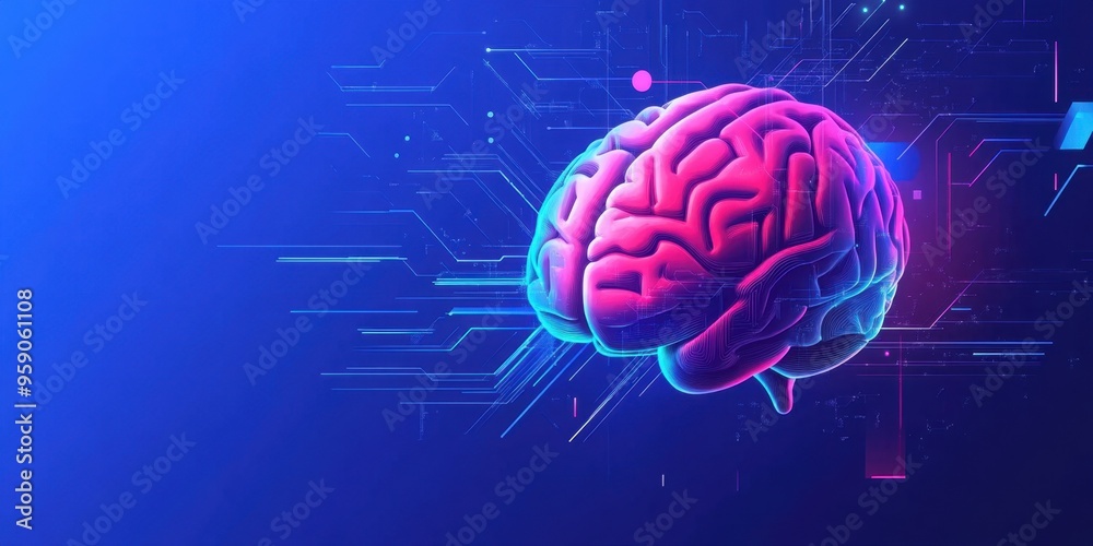 Artificial Intelligence and Something Futuristic with the brain on a blue background technology digital banner concept idea for business innovation ideas and science tech Generative AI Artificial Intelligence and Something Futuristic with the brain on a blue background technology digital banner concept idea for business innovation ideas and science tech Generative AI