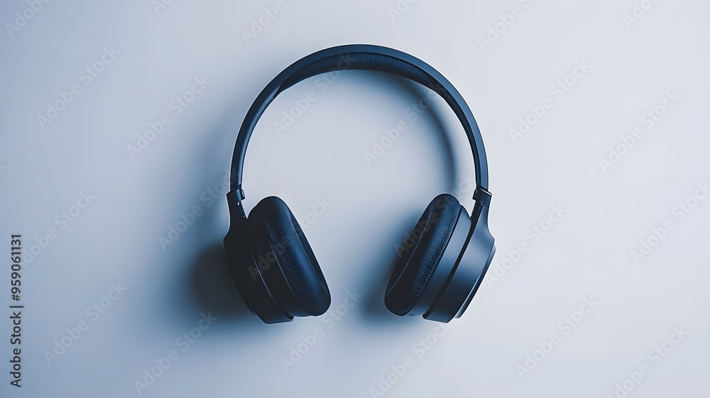 Modern Headphones: A pair of minimalist over-ear headphones with a clean design, floating against a white background, creating a sense of lightness.
Modern Headphones: A pair of minimalist over-ear headphones with a clean design, floating against a white background, creating a sense of lightness.