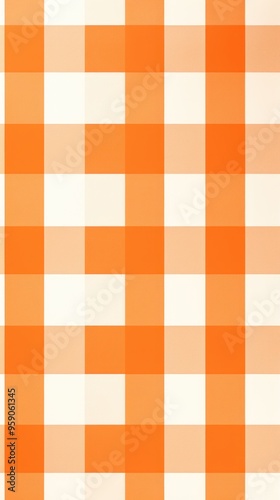 The gingham pattern on a Orange and white background