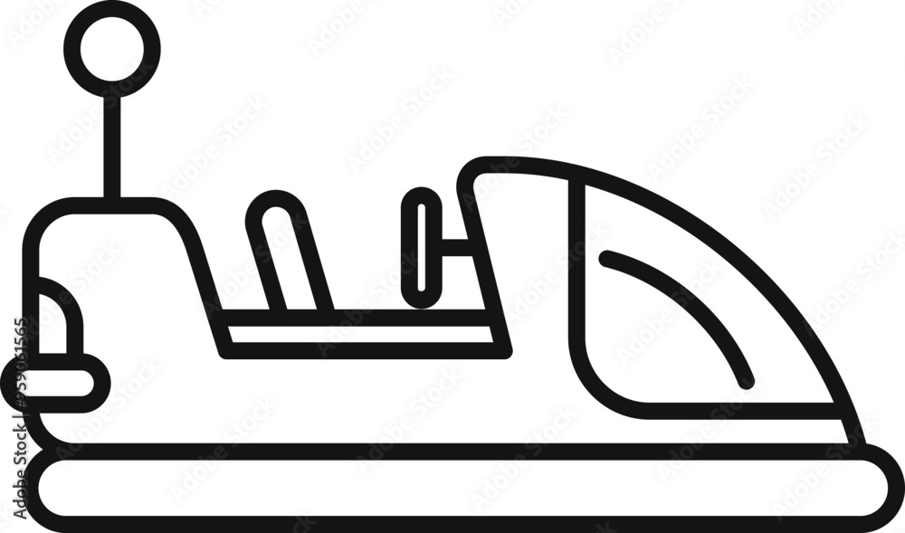 Simple line art icon of a bumper car attraction ride at an amusement park Simple line art icon of a bumper car attraction ride at an amusement park