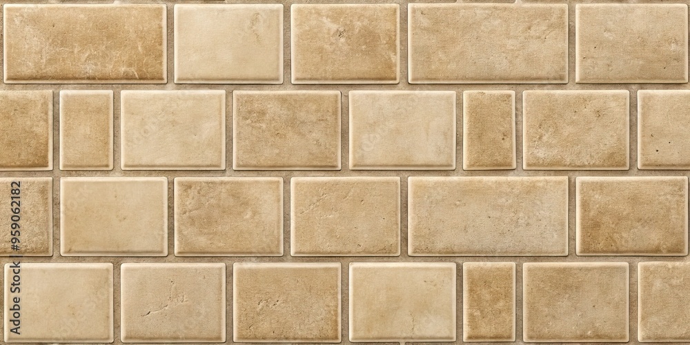 Warm beige brick-patterned tile flooring with subtle texture and gentle grout lines, evoking a sense of classic elegance and timeless sophistication in any interior setting. Warm beige brick-patterned tile flooring with subtle texture and gentle grout lines, evoking a sense of classic elegance and timeless sophistication in any interior setting.