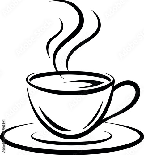 Vector Illustration of a Steaming Coffee Cup On a Saucer Symbolizing Warmth and Comfort