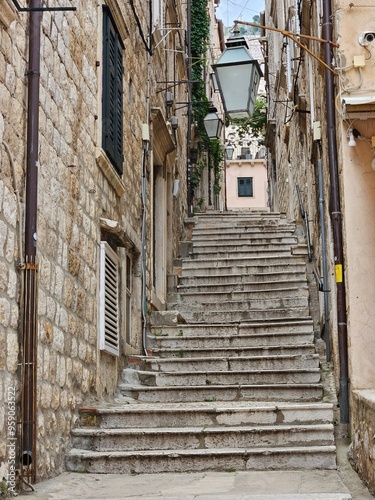 narrow street in the Dubrobnik, Croatia  photo